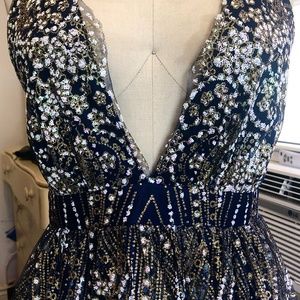 Glitter Deep V Party Dress